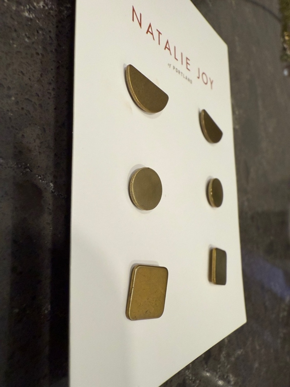 Natalie Joy Brass Geometric Stud Earring Set - 3 Pairs - Picture 3 of 4